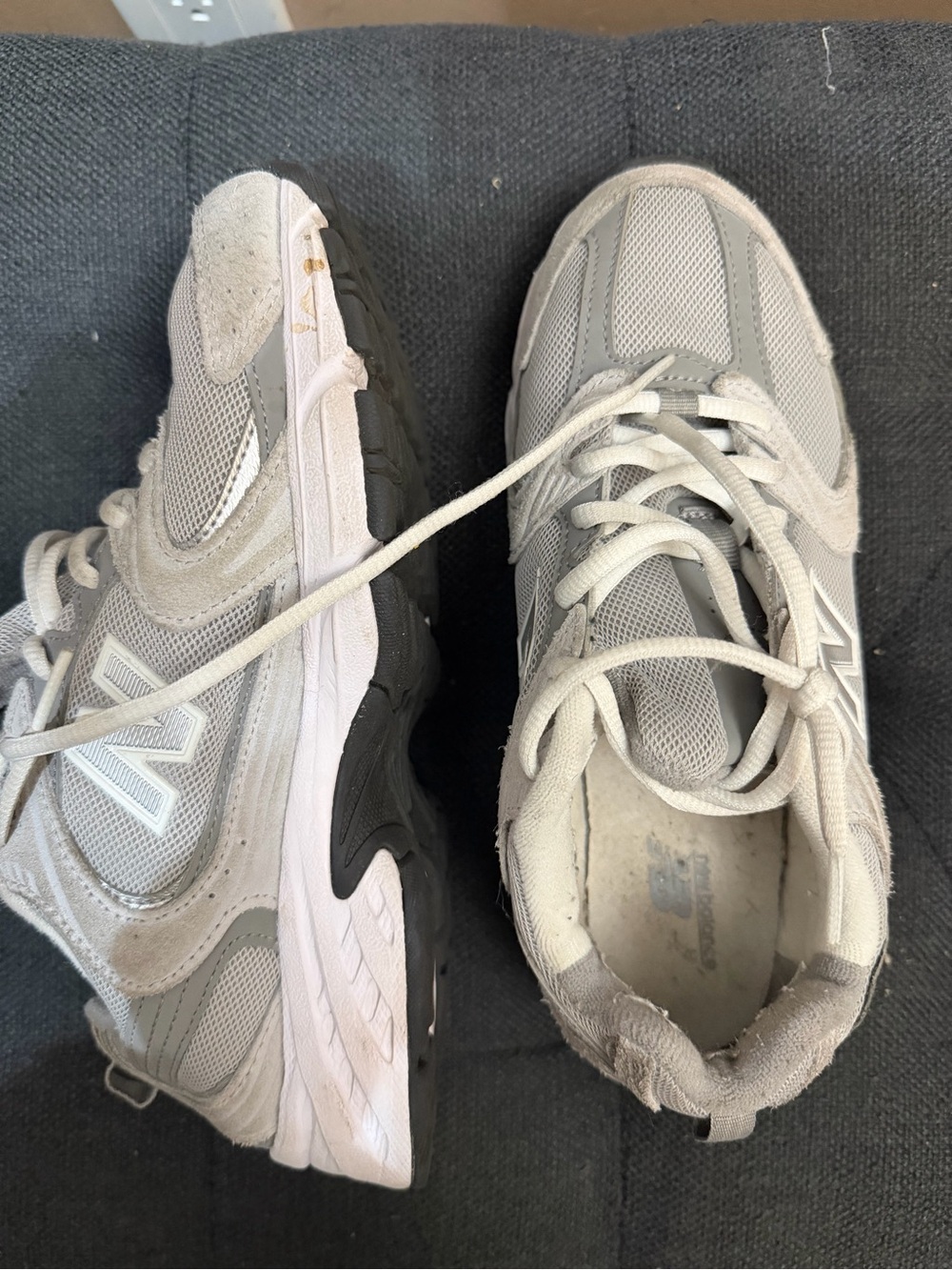 New Balance Gray and White Kids Sneakers